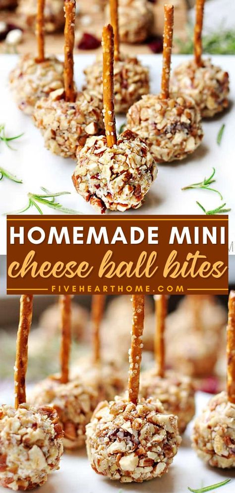 Mini Cheese Ball Bites, new year's eve food, party food Cheese Balls With Pretzel Sticks, Mini Cheese Ball Bites, Mini Cheese Balls Recipe, New Year's Eve Food, Mini Cheese Balls, Cheese Ball Bites, Small Bites Appetizers, New Years Eve Food, Pretzel Sticks