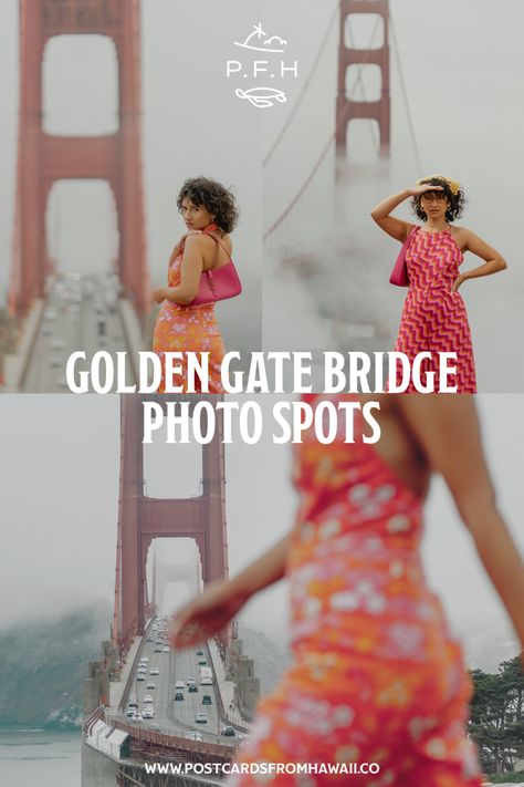 Where to take photos of the Golden Gate Bridge in San Francisco. Photography guide for Golden Gate Bridge. San Francisco travel guide, california. #sanfrancisco #goldengate #goldengatebridge #photographyguide Golden Gate Bridge Picture Ideas, Venice Las Vegas, San Francisco Travel Guide, San Francisco Photography, San Francisco Golden Gate Bridge, Instagram Guide, The Golden Gate Bridge, San Francisco Travel, Photography Guide