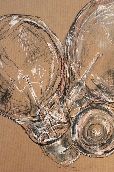 Drawing In Brown Paper, Draw On Brown Paper, Brown Paper Sketch, Brown Paper Drawing, Toned Paper Art, Drawing On Brown Paper, Sepia Art, Ancient Drawings, Tree Drawings Pencil