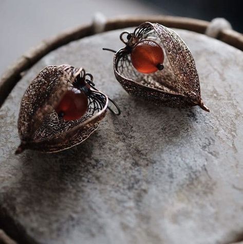 Copper Electroformed Jewelry, Flora Design, Seed Pod, Magic Design, Electroformed Jewelry, Steampunk Jewelry, Garden Jewelry, Fantasy Jewelry, Metal Flowers