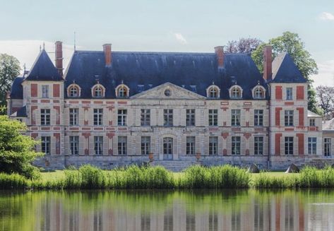 French Formal Garden, French Chateau For Sale, European Buildings, Chateau For Sale, Garden Labels, Classic House Exterior, Ceiling Murals, Artificial Lake, French Architecture