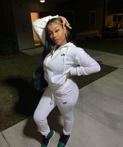 Melanin POPPIN' #nike #tracksuit #melanin #blackgirls #outfit Nike Sweatsuit Outfits Women, Sweatsuit Outfits Women, Tracksuit Outfit Women, Sweatsuit Outfits, Nike Sweatsuit, Tracksuit Outfit, Teen Swag Outfits, Nike Tracksuit, Swag Outfits For Girls