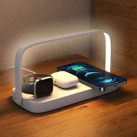 15w Faster Charger Night Light Led Lamp Usb Port Wireless Charger Station 3 in 1 Earphone CE Rohs Custom Logo 2024 New Simple Charger Station, Technology Trends, Led Night Light, Light Led, Charging Station, Custom Logo, Compact Design, Wireless Charger, Iphone Models