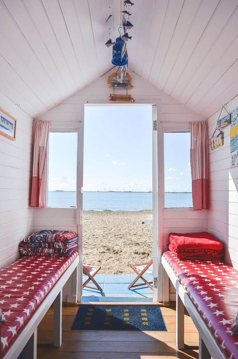 Beach Huts Uk, Beach Shack Interior, Beach Hut Shed, Beach Hut Interior, Beach Hut Decor, Shed Interior, Airstream Interior, Cozy Interior Design, Beach Fire