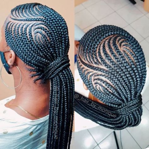 Curvy Cornrow Braids Feed In Braids Ponytail, Lemonade Braids Hairstyles, Lemonade Braids, Cornrow Braids, Feed In Braids Hairstyles, African Hair Braiding Styles, Braided Cornrow Hairstyles, Braids Hairstyles Pictures, Braided Ponytail Hairstyles