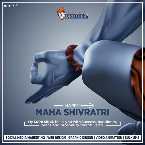 Lord Shiva fills into us his divine blessings and gives us solidarity to move forward with truth, purity, and divinity. A happy Maha Shivaratri to all. Har Har Mahadev  Happy Maha Shivaratri  ➡️ For Any Service Contact Us: ☎8979427336  ➡️ Visit: 🌐 www.beingbrother.com  #socialmediamarketing #socialmedia #digitalmarketing   #beingbrother #explainervideo #videoanimation #happymahashivaratri Maha Sivarathri Poster, Mahashivratri Social Media Creative Post, Shivaratri Creative Ads, Maha Shivaratri Poster, Maha Sivarathri Images, Maha Shivratri Creative Post, Mahashivratri Post, Maha Shivratri Creative Ads, Shivratri Post