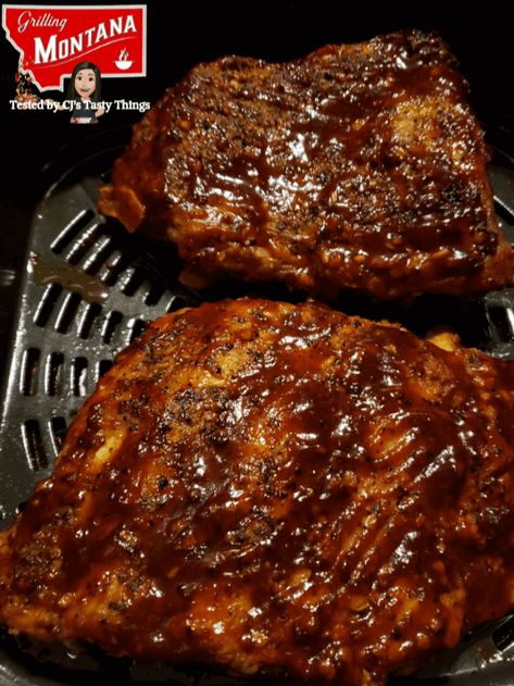 Fall Off The Bone Baby Back Ribs (In Air Fryer) - Grilling Montana Ribs In Air Fryer, Air Fryer Ribs, Air Fryer Recipes Ribs, Babyback Ribs Recipe, Babyback Ribs, Fall Off The Bone Ribs, Baby Back Pork Ribs, Ninja Foodi Grill, Delicious Meatloaf