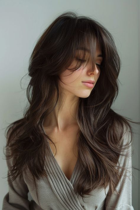 19 Choppy Haircuts for Long Hair: Bold and Beautiful Styles to Rock Long Wolfcut Straight Hair, Funky Haircuts For Long Hair, Choppy Layers Medium Hair, Long Layered Hair With Bangs Round Face, Fun Haircuts For Long Hair, Unique Long Haircut, Basic Hair Color, Long Hair Choppy Layers, Choppy Long Layered Haircuts