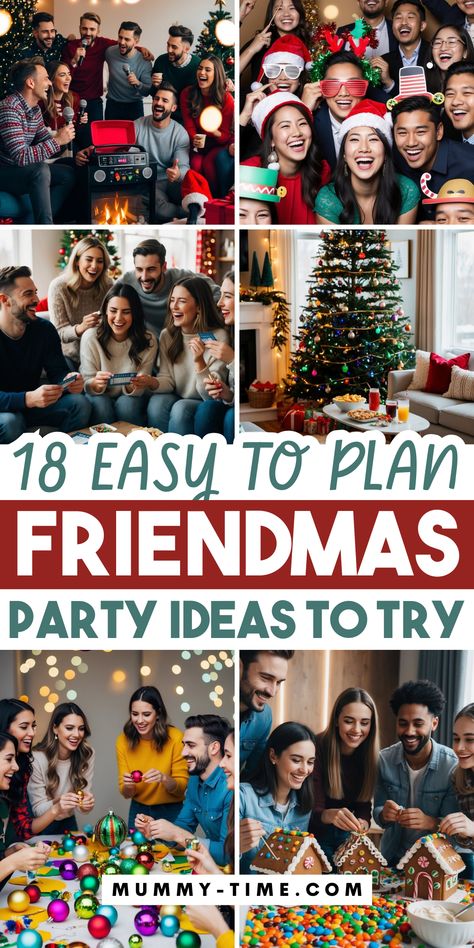 Host the ultimate Friendmas with these fun and festive party ideas! 🎄🎁 From crafting holiday cocktails to gift exchanges, we’ve got everything you need to celebrate with your friends. Be sure to save this pin for your holiday party inspiration! 📌✨ Cousins Day Ideas, Sibling Christmas Party Ideas, Christmas Friend Party Ideas, Christmas Get Together Ideas Friends, Christmas Party Ideas With Friends, Friends Holiday Party Ideas, Christmas Eve Party Ideas Families, Festivus Party Ideas, Fun Holiday Party Ideas