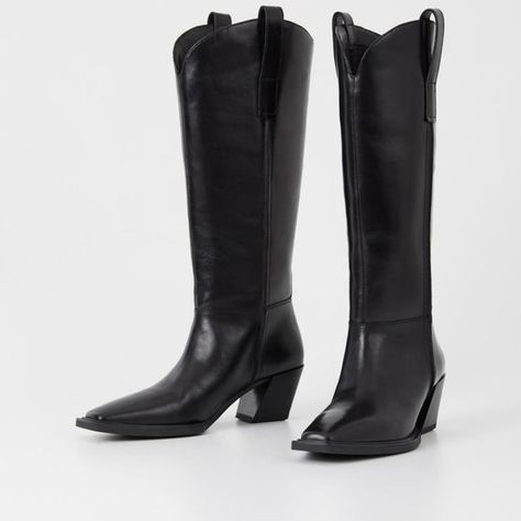 Vagabond Alina Western Boots Classic Black Boots, Vagabond Shoes, Western Boots, Classic Black, Black Boots, Block Heels, Heel Height, Black Leather, Square