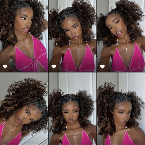 Kawaii Natural Hairstyles, 2000s Hairstyles Black Women Curly, Black Y2k Hairstyles Curly, Y2k Hairstyles 4c Curly Hair, Kawaii Afro Hairstyles, Mixed Curly Hair, Cute Curly Hairstyles, Goddess Braids Hairstyles, Quick Natural Hair Styles