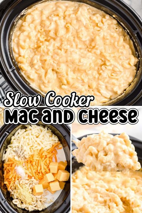 This Crock Pot Mac and Cheese is creamy, cheesy and an easy family dinner that even our picky eaters will devour! Our macaroni and cheese recipe is prepared in the slow cooker so it is easy to make and beyond delicious! Rock Pot Macaroni And Cheese, Small Crockpot Mac And Cheese Recipe, Crockpot Recipes Picky Eaters, Homemade Crockpot Mac And Cheese, Heavy Cream Dinner Recipes, Crockpot Macaroni And Cheese Easy, Best Crock Pot Mac And Cheese, Mac And Cheese In Crockpot, Crockpot Mac And Cheese Recipe Velveeta