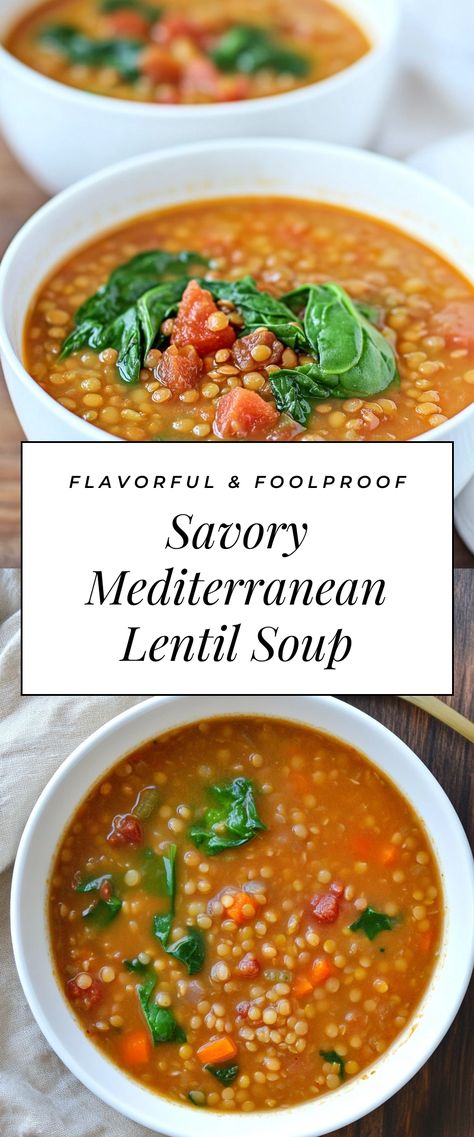 Image for Savory Mediterranean Lentil Soup Mediterranean Diet Lentil Soup, Lentil Soup Mediterranean, Mediterranean Stew, Simple Lentil Soup, Mediterranean Lentil Soup, Warm Recipes, Lebanese Lentil Soup, Tomato Lentil Soup, Stews Recipes