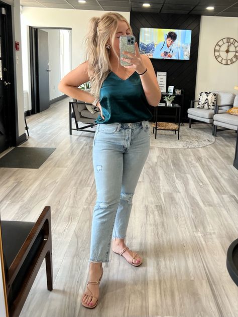 Love these jeans!! Denim Mom jeans Stylish jeans Sandals Hoop earrings Casual outfit Jeans with holes Casual look Follow my shop @mathewsemma20 on the @shop.LTK app to shop this post and get my exclusive app-only content! #liketkit #LTKstyletip #LTKsalealert #LTKunder50 @shop.ltk https://liketk.it/3FxCr Casual Outfit Jeans, Outfit With Sandals, Jeans Sandals, Jeans With Holes, Jean Sandals, Earrings Casual, Mom Jeans Outfit, Casual Earrings, Jeans Outfit Casual