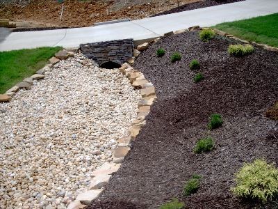 25+ best ideas about Drainage ditch on Pinterest | Dry riverbed ... Ditch Landscaping, Mulch Landscaping Ideas Diy, Backyard Drainage, Drainage Ditch, Hillside Landscaping, Home Landscaping, Landscaping Tips, Free Plants, Diy Landscaping