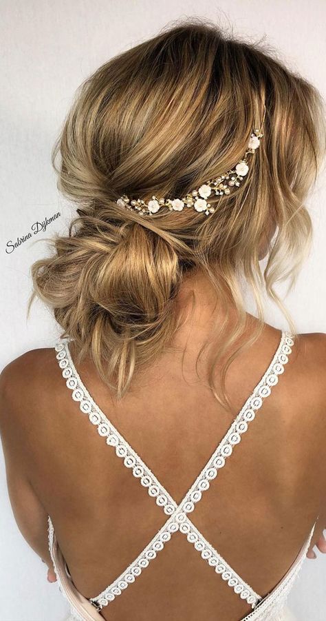 Loose Bun Hairstyles, Rose Gold Headband, Cute Hairstyles Updos, Hair Piece Wedding Hair, Loose Updo, Hair Piece Wedding, Wedding Hair Up, Wedding Hair Piece, Vine Wedding