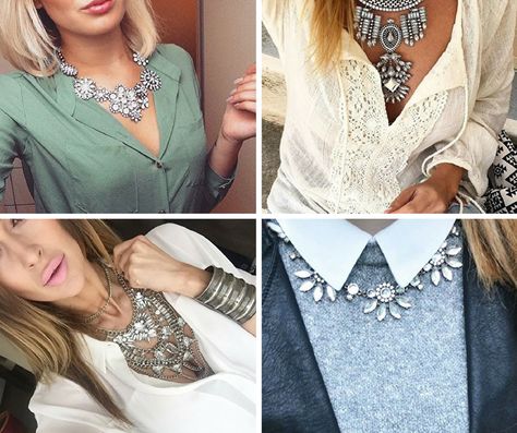 How To Wear A Choker Necklace Outfit, Chunky Necklaces Outfit, Statement Necklaces 2023, How To Wear Statement Necklace, Bold Necklace Outfit, Bold Jewelry Outfits, Big Necklace Outfit, Chunky Necklace Outfit, Necklace Outfit Ideas