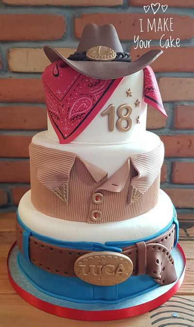 Country cake - Cake by Sonia Parente Western Cake Ideas For Women, Bandana Birthday Cake, Country Music Cake, Western Cakes Birthday, Vaquero Cake, Country Birthday Cakes, Cowboy Hat Cake, Country Dances, Western Birthday Cakes