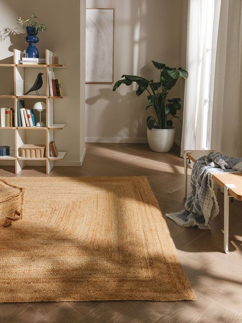 Discover Jute Rug Jutta Light Brown in various sizes Jute Rug Living Room, Natural Jute Rug, Brown Floors, Outdoor Bedroom, Rug Size Guide, Oval Rugs, Home Design Living Room, Living Room Flooring, Bathroom Colors