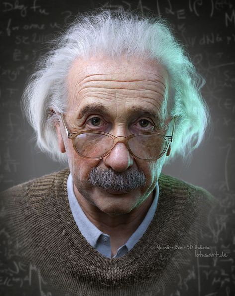 ArtStation - Albert Einstein 3D Portrait for a Hologram, Alexander Beim Albert Einstein Pictures, Albert Einstein Photo, 3d Portrait, Famous Scientist, Photographie Portrait Inspiration, Albert Einstein Quotes, Einstein Quotes, Realistic Paintings, Science Art