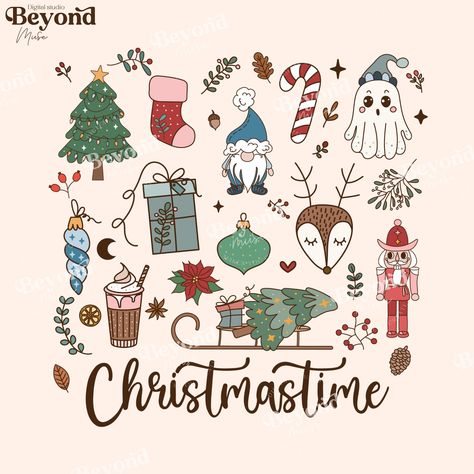 Groovy Christmas, Girly Christmas, Boho Christmas, Christmas Clipart, Christmas Watercolor, Christmas Png, Halloween Season, Watercolor Clipart, Mug Designs