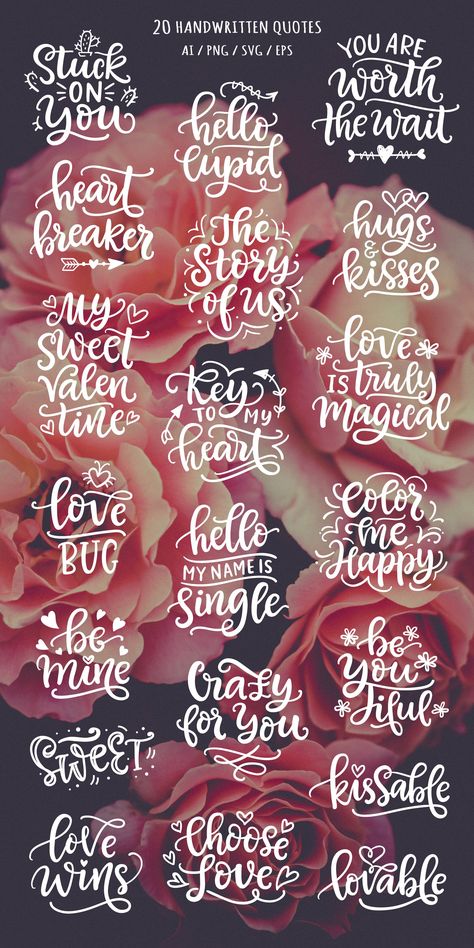 Valentine Lettering Quotes & Arrows Clipart for Valentine's Day and wedding design. Posters art. Romantic Love Lettering Phrase, Hand Written Photo Overlays, Wedding invitations, Valentines Day gift cards, Valentines Tee Shirt, T-shirt Print, Ink . Decoration, Cute Humorous Doodle Clipart, Love Is Truly Magical, Hugs And Kisses, Key To My Heart, Love Wins, Be Mine, Love Bug, Heart Breaker, Stuck On You, You Are Worth The Wait, Color Me Happy, Sweet, The Story Of Us, Crazy For You, Hello Cupid Be My Valentine Quotes, Valentines Day Font, Happy Valentines Day Calligraphy, Valentine Lettering, Coasters Design, Doodle Clipart, Valentine Font, Valentines Letter, Valentines Watercolor