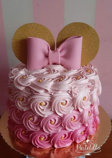 Minnie Smash Cake, Mini Mouse 1st Birthday, Pastel Minnie Mouse, Minnie Golden, Minnie Mouse Cake Design, Minnie Mouse Smash Cake, Γενέθλια Mickey Mouse, Minnie Mouse Birthday Theme, Minnie Mouse Theme Party