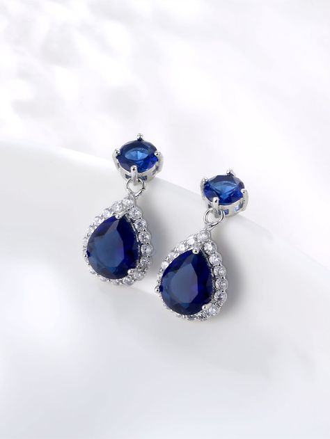 Royal Blue Earrings, Water Drop Earrings, Rhinestone Decor, Water Drops, Water Drop, Blue Earrings, Ear Jewelry, Jewelry For Women, Jewelry Crafts