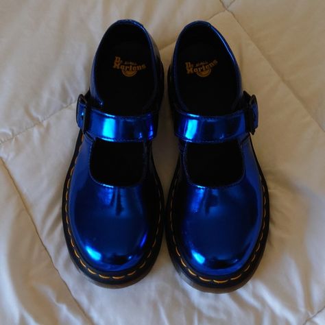 Dr Martens Metallic Blue Mary Jane Metallic Mary Janes, Blue Mary Janes, Blue Mary, Shoes Png, Brogue Boots, Dr Martens Shoes, Metallic Blue, Martens Shoes, Blue Shoes