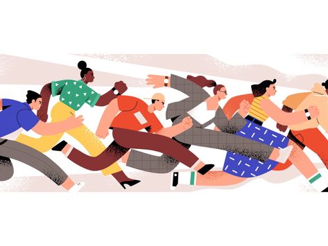 People running and competing concept by Good_studio on Dribbble Running Illustration, Runner Girl, People Running, Work Culture, People Illustration, Animal Sketches, Flat Illustration, Illustration Character Design, Motion Design