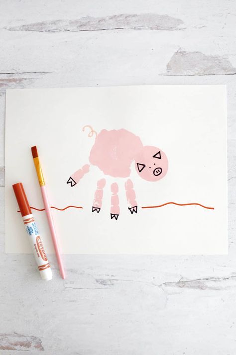 10 Handprint Animal Crafts That Kids Will Love! - Childhood Magic Animal Handprints, Handprint Animals, Craft Animals, School Glue, Handprint Crafts, Washable Paint, Zoo Animal, Pink Paint, Painted Clothes