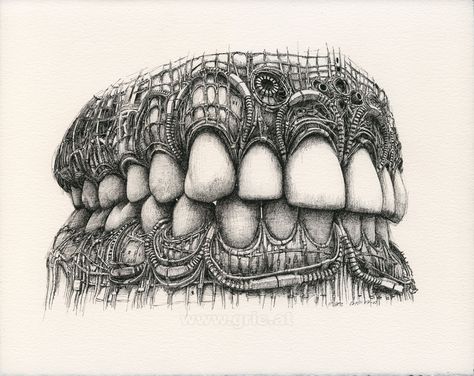 And ink drawing I did some time ago in commission for a dentist: Teeth 2015-07-03 Ink on paper 27 x 34 cm / 10.63" x 13.39" Detail by gric Dental Wall Art, Teeth Aesthetic, Dentist Art, Teeth Drawing, Teeth Art, Dental Anatomy, Dental Fun, Dental Office Decor, Dental Technician