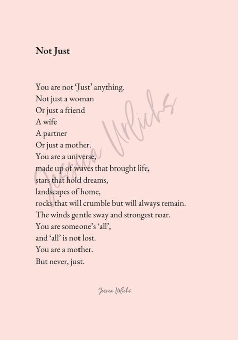 Not 'just' Poem not Just A Mother - Etsy Ireland Cute Poems For Your Mom, Mothers Birthday Poem, A Poem To My Mother, Sweet Notes For Mom, Mommy To Be Poem, What Is A Mother Poem, A Mothers Love Poem, Poem About Mothers Love, New Mom Poem