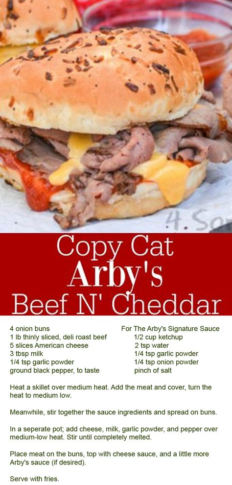 Arby's Beef And Cheddar Recipe, Onion Buns, Arbys Beef And Cheddar, Deli Roast Beef, Beef And Cheddar, Roast Beef Recipes, Korean Beef, Copykat Recipes, Copycat Restaurant Recipes