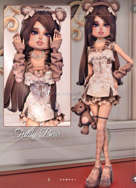 Teddy Bear Dti Outfit, Softie Dti Outfits, Good Dti Outfits, Softie Dress To Impress Outfit, Cute Dti Fits, Doll Dti Outfit, Outfit Ideas Dti, Doll Dress To Impress, Softie Dress To Impress