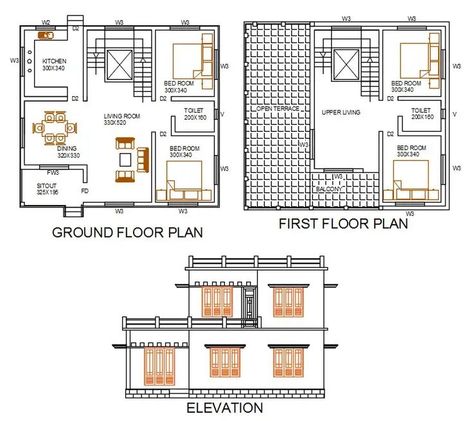 #cadbull #autocad #architecture #residential #building #christober #construction #caddrawing Residential Building Plan, Plan And Elevation, First Floor Plan, Elevation Drawing, Building Elevation, Building Plan, Detailed Plans, House Building, Autocad Drawing