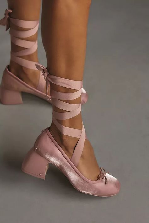 ballet-inspired, wrap-around Della slippers with a beautiful block heel and removable ankle wrap to strike a perfect balance. Halloween Fashion Outfits, Senior Hoco, Dream Accessories, Stunning Shoes, Mama Style, The Circus, Tie Styles, Crazy Shoes, Shoe Obsession