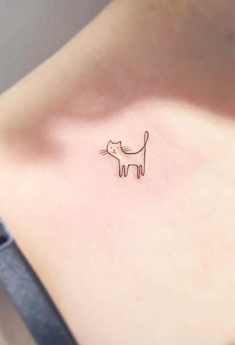 Dainty Cat Tattoo, Cute Cat Tattoos, Tiny Cat Tattoo, Small Cat Tattoo, Cat Silhouette Tattoos, Minimalist Cat Tattoo, Cat Face Tattoos, Simple Cat Tattoo, Cat Outline Tattoo