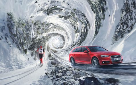 FULL CGI LANDSCAPE for AUDI QUATTRO on Behance Winter Campaign, Car Advertising Design, Ad Car, Driving School, Car Advertising, Graphics Inspiration, Car Posters, Car Ads, Car Travel