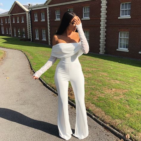 White Party Outfit, Elegant Jumpsuit, Jumpsuit Overalls, Cheap Jumpsuits, Rompers Womens Jumpsuit, Off Shoulder Jumpsuit, Chique Outfits, Jumpsuit Elegant, White Jumpsuit