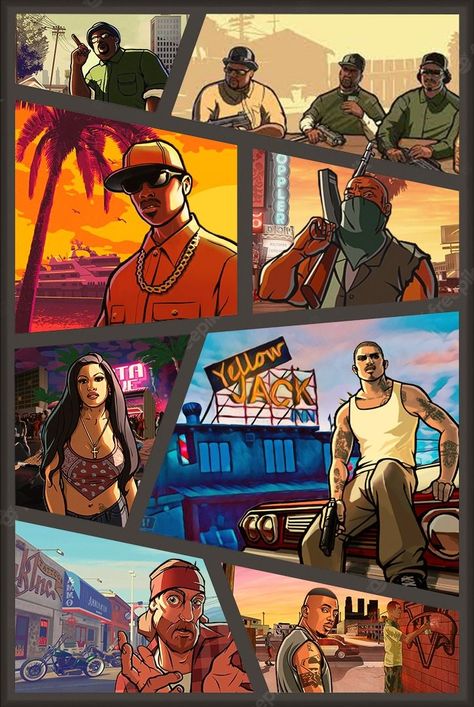 Grove Street Families, Gta Logic, San Andreas Game, Game Gta V, Grand Theft Auto 4, Grand Theft Auto Artwork, Art Tshirt Design, San Andreas Gta, One Piece Cartoon