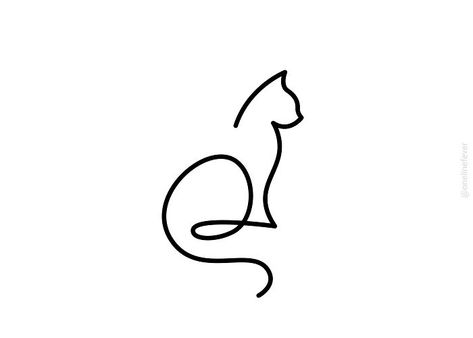 One Line Cat One Line Animals, Animal Line Drawings, One Line Tattoo, Sweet Cat, Single Line Drawing, Simple Line Drawings, One Line Art, Continuous Line Drawing, Line Art Tattoos