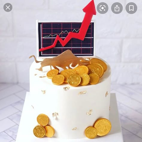 Trader Cake Design, Business Theme Cake, Stock Market Cake Ideas, Cake Design Ideas Birthday, Guy Cakes, Lawyer Cake, Adornos Baby Shower, English Cake, Bday Cake Ideas