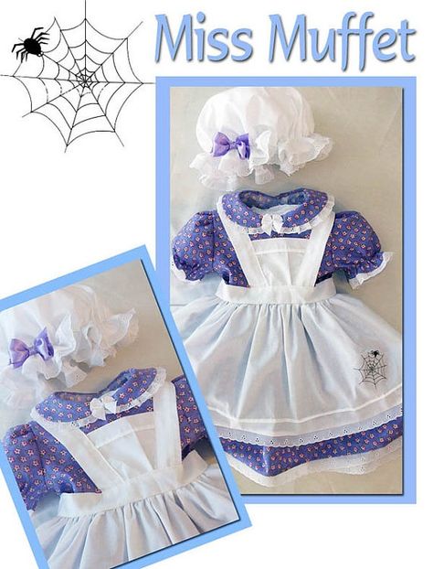 little miss muffet Miss Muffet Costume, Characters Halloween Costumes, Little Miss Muffet Costume, Nursery Rhyme Costume, Literary Costumes, Shrek Costumes, Mob Cap, Bookish Halloween, Character Halloween Costumes