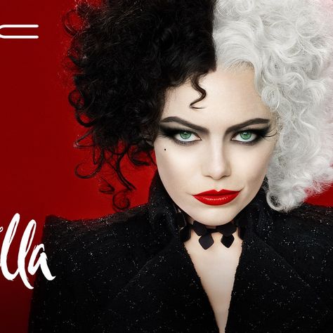 MAC's Cruella-Inspired Makeup Is Its Most Diabolical Disney Collection Yet | Allure Cruella Makeup, Cruella Deville Makeup, Mac Makeup Looks, New Disney Movies, Bright Red Lipstick, Cruella Deville, Red Nail Designs, Emma Stone, Stone Gold