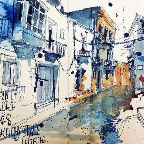 Sketchbook Art Inspiration Aesthetic, Art Inspiration Aesthetic, Aesthetic Landscape, City Sketch, Watercolor Architecture, Landscape Sketch, Inspiration Aesthetic, Have Inspiration, Travel Sketches