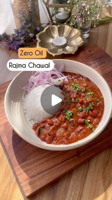 194K views · 13K likes | Oh, Cheat Day ! on Instagram: "Zero Oil Rajma Chawal !! 

Episode 2 - “Zero Oil Cooking”

So sooooo proud of the way this Rajma came out. Extremely delicious !! 

Honestly just a month back I didn’t know much about  Zero Oil Cooking 

But with right technique nailed it and still learning 

And hello you can’t even make out there is no oil 😬

Note:- no oil cooking is all about following the right technique 

Serves 2-3 
1.5 tsp  Jeera
1 Onion; sliced
1 tajpatta or bay leaf 
1 cardamom 
1tbsp Ginger Garlic Paste
2 Large Tomato puréed 
Salt
1 tbsp Kashmiri Chilli powder
1/4tsp Haldi
1 tsp coriander powder 
1 tsp cumin powder 
1 tbsp rajma masala 
1/2 cup soaked raw. Wash and soak overnight 
1/2 tsp jaggery to balance tanginess 
Coriander leaves for garnish 

Heat a h Zero Oil Cooking, Rajma Chawal Recipes, Rajma Chawal, Rajma Masala, Rajma Recipe, Kashmiri Chilli, Ginger Garlic Paste, Cheat Day, Bay Leaf