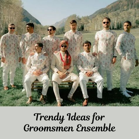 🤵‍♂️ Dressing up for an Indian wedding is a celebration of culture, tradition and style. With the right mix of tradition and trend, groomsmen can elevate their fashion game and create lasting memories alongside the groom. Indian Groomsmen Outfits, Groomsmen Outfit Ideas, Indian Groomsmen, Groomsmen Outfit, Groomsmen Dress, Groomsmen Outfits, Bachelor Parties, Groom And Groomsmen Attire, Wedding Groomsmen