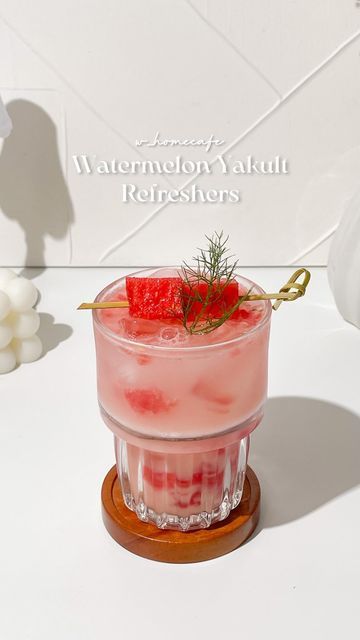 Yakult Tea Recipe, Soju With Yakult And Sprite, Cream Soda Mocktail, Yakult Mocktails, Watermelon Soda, Yakult Drink Recipe, Delight Drink Yakult, Watermelon Punch, Fresh Drinks