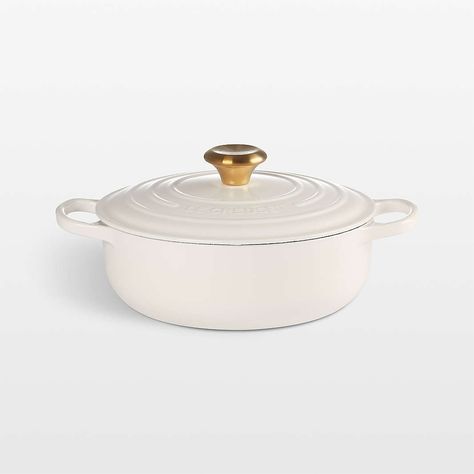 All Le Creuset Cookware & Kitchen Accessories | Crate & Barrel Roasted Vegetable Couscous, Le Creuset White, Le Creuset Cookware, Braised Short Ribs, Cast Iron Dutch Oven, Glass Food Storage, Old Fashioned Glass, Cast Iron Cookware, Fresh Cream